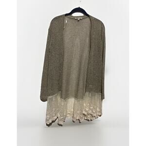 Tassels N Lace Womens Size Medium Knit Lace Open Front cardigan Boho